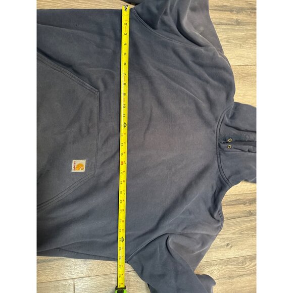 Carhartt Mens XL Navy Hoodie Thick Sweatshirt 80% Cotton 20% Polyester Flawed - Picture 2 of 8